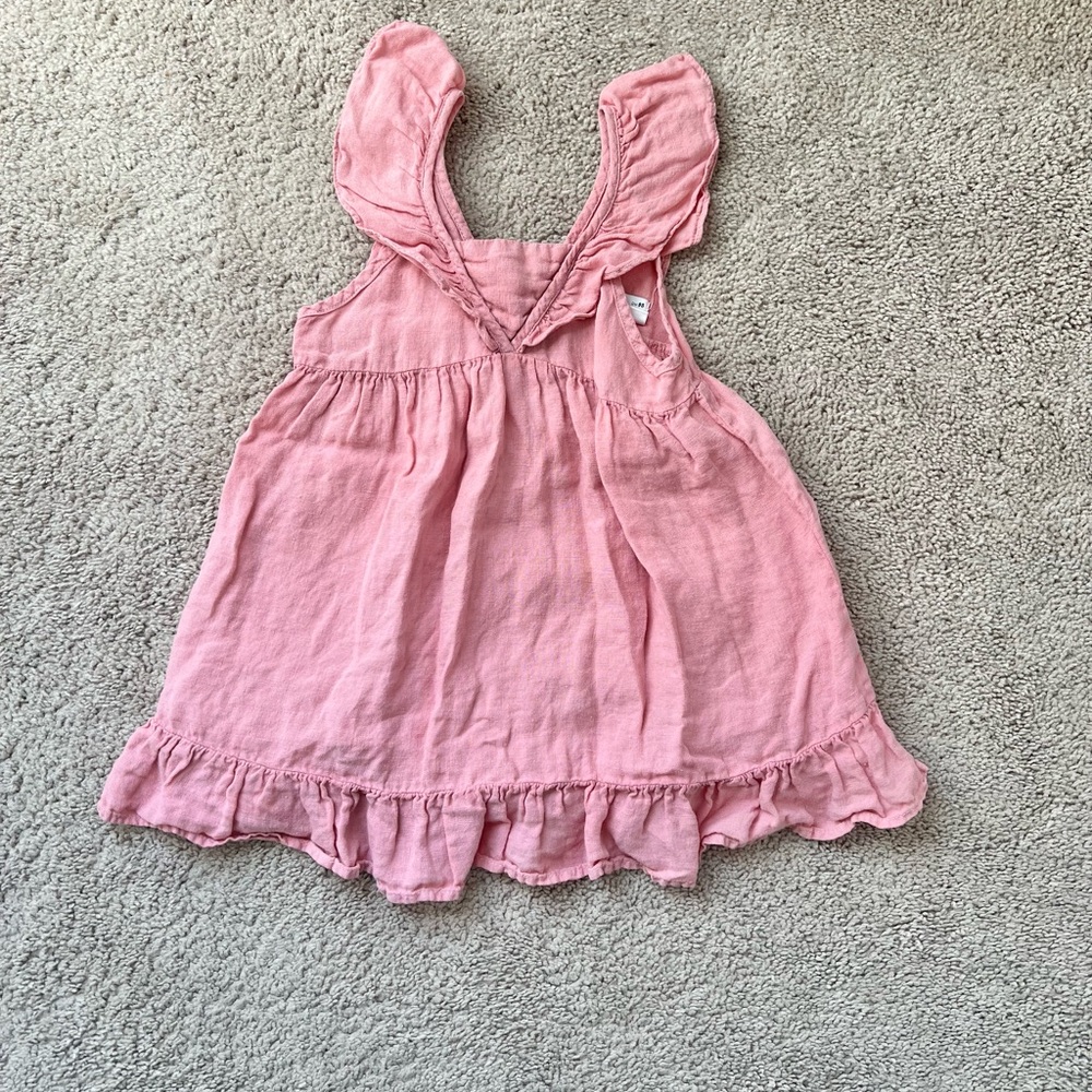 Zara Toddler Girl Pink Ruffled Linen Dress